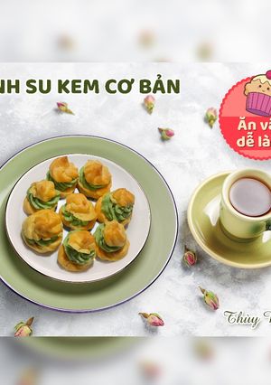 Hình của món Bánh su kem vị custard & vị matcha.