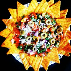 A picture of Mad angles with salsa cruda.