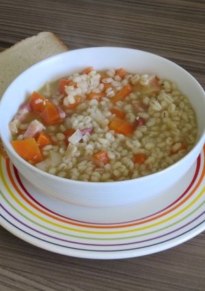 A picture of Pearl Barley and Bacon Stew.