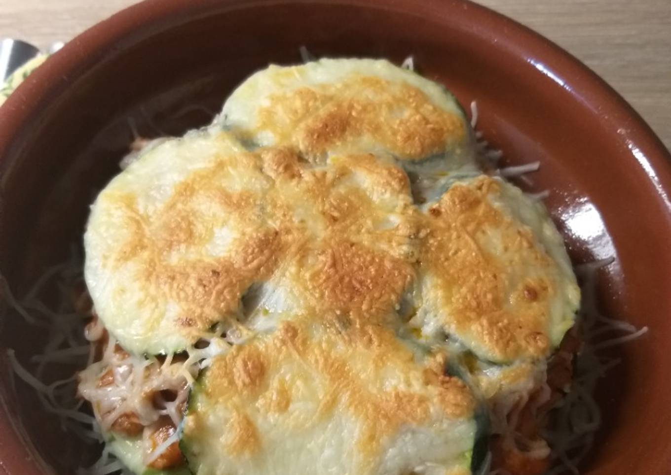 Lasaña light de calabacín y champiñones