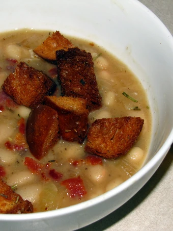 Easy Way Make Recipe White Bean Soup with Rosemary Croutons that is  Makes Drooling, Tasty}