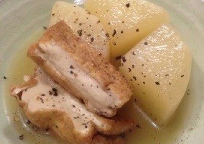 Recipe of Delicious Simmered Daikon &amp; Atsuage Seasoned With Consomme