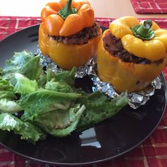 A picture of Stuffed Bell Peppers With tuna And Wild Rice.