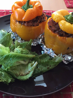 A picture of Stuffed Bell Peppers With tuna And Wild Rice.