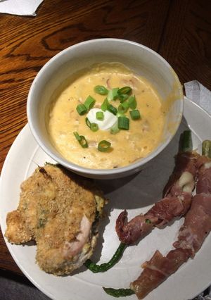 A picture of Cheesy Potato Bacon Soup.