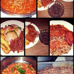 A picture of "Ropa Vieja" (Shredded beef- panamanain style).