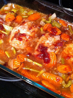 A picture of Pork Chops with Cranberry Glaze.