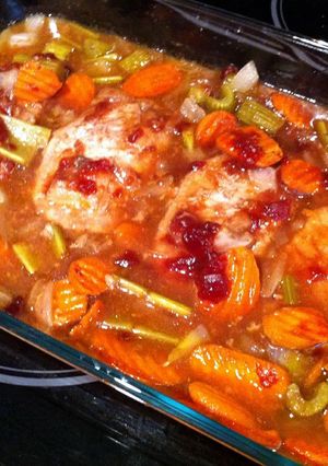 A picture of Pork Chops with Cranberry Glaze.