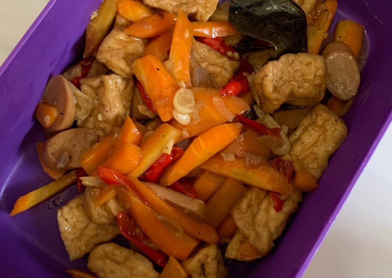Tumis Tahu Sosis Wortel Saus Tiram