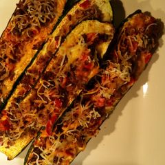A picture of Zucchini Taco Boats.