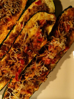 A picture of Zucchini Taco Boats.