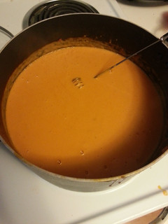 A picture of Cream of tomato soup.