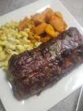 BBQ Ribs with Sweet Potatoes and Blue Cheese Pasta