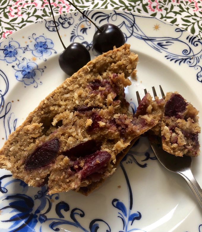 A picture of Cherry coconut loaf 🍒.