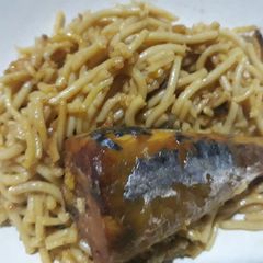 A picture of Titus fish spagetti.