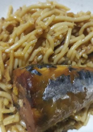 A picture of Titus fish spagetti.