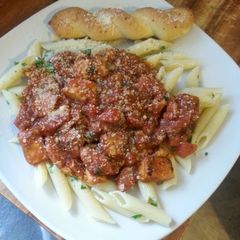 A picture of Chicken&smoke sausage pasta sauce.