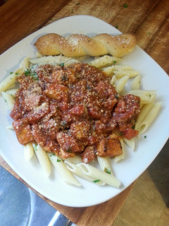A picture of Chicken&smoke sausage pasta sauce.
