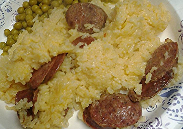 Sausage and buttery saffron rice