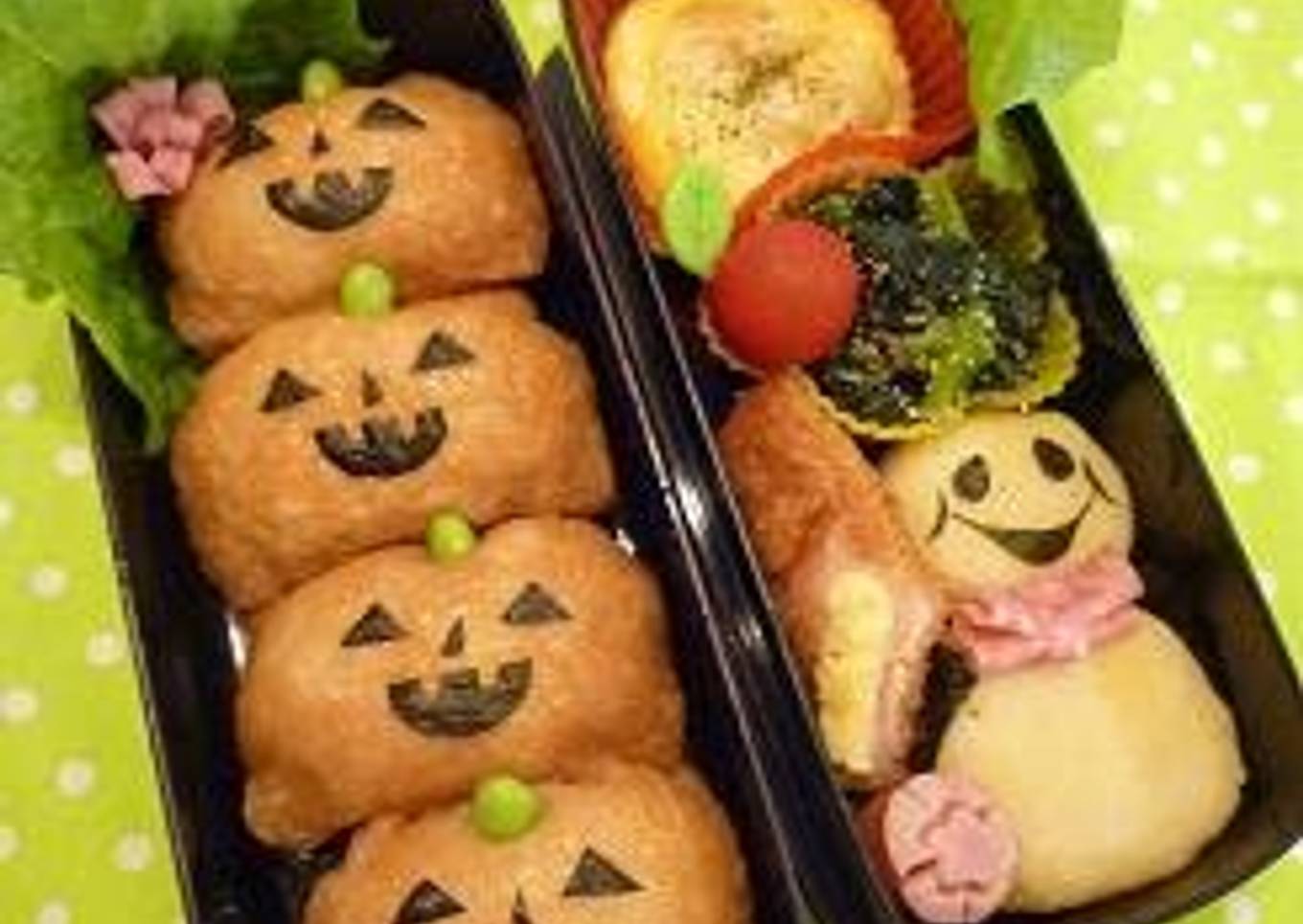 Jack-o'-Lantern Inari Sushi For Halloween Character Bentos