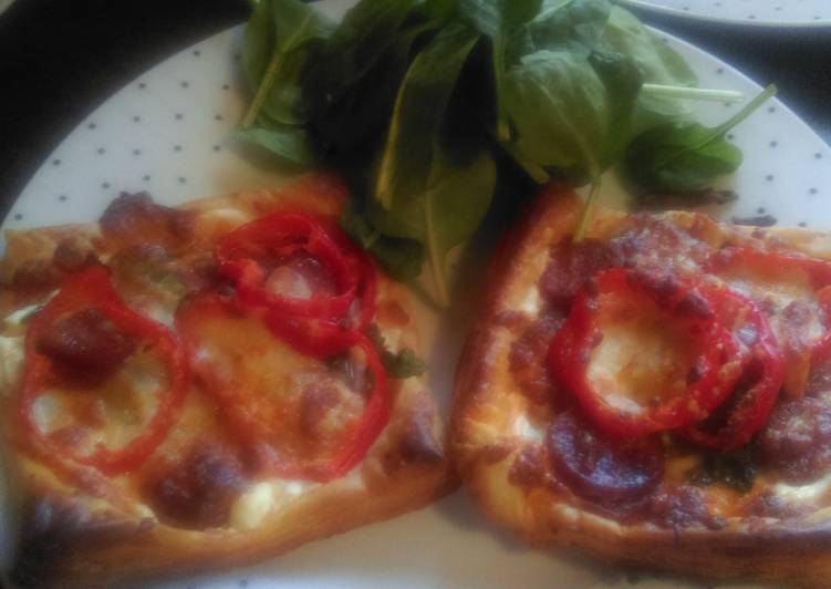 Mandys chorizo and spinach puff squares