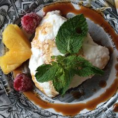 A picture of Lime, ginger and coconut cheesecake.