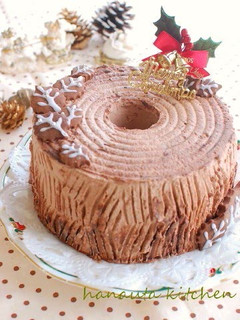A picture of Chocolate Chiffon Cake Bûche de Noël.