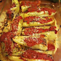 A picture of Sausage Stuffed Banana Peppers.