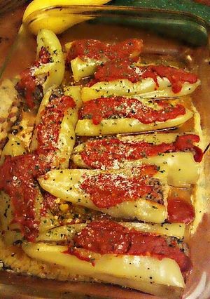A picture of Sausage Stuffed Banana Peppers.