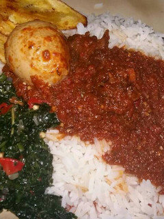 A picture of Rice & Stew with Veg sauce.