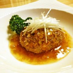 A picture of Chinese Cabbage Hamburger Steaks in Thick Japanese Ume Plum Sauce.