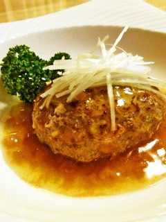 A picture of Chinese Cabbage Hamburger Steaks in Thick Japanese Ume Plum Sauce.