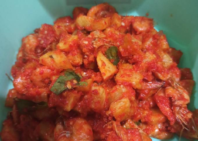 Balado Udang dan kentang maknyuss