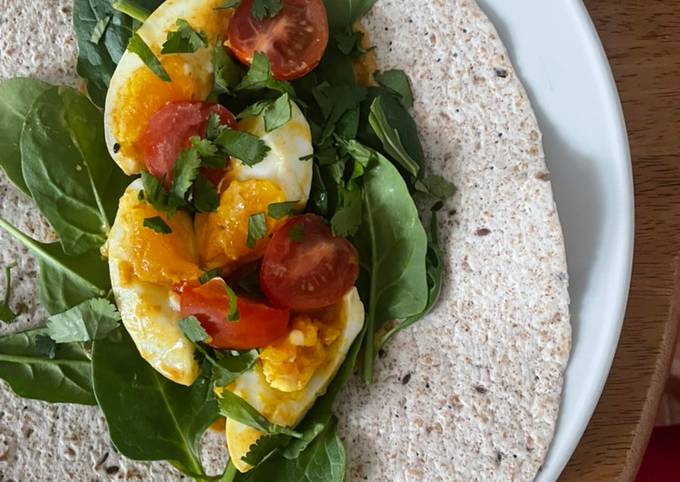 Fridge raid curried egg wrap