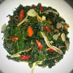 A picture of Tumis daun pepaya Jepang & singkong teri.