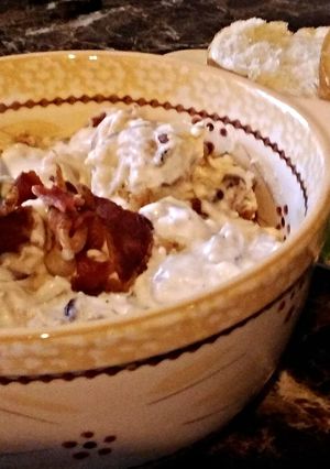 A picture of Caramelized Onion And Bacon Dip.