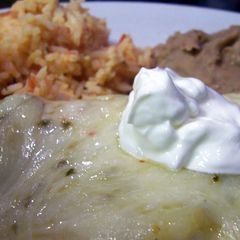 A picture of Green Chile Pepper Jack Chicken Enchiladas.