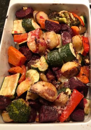A picture of Parmesan roasted veg.