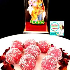 A picture of Instant Rose Coconut Ladoo.