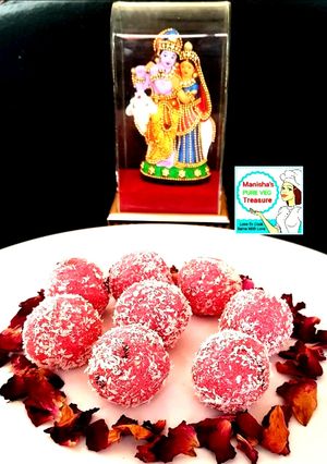 A picture of Instant Rose Coconut Ladoo.