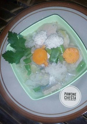 Foto resep SOP jamur putih bakso rambutan simple