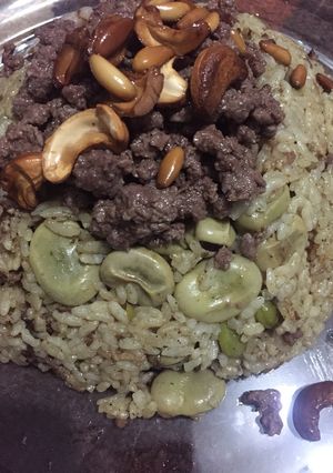 صورة لوصفة رز بالفول الاخضر