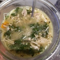 A picture of Instant Pot Chicken Thigh and Kale Soup.