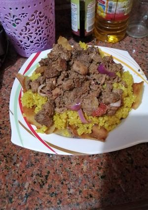 صورة لوصفة فتة شاورما فراخ ورز مصري بالكاري والكركم