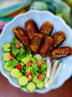 عکسی از دستور کراکت بادمجان و سیب زمینی