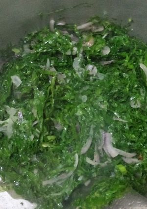 A picture of Greens fried.