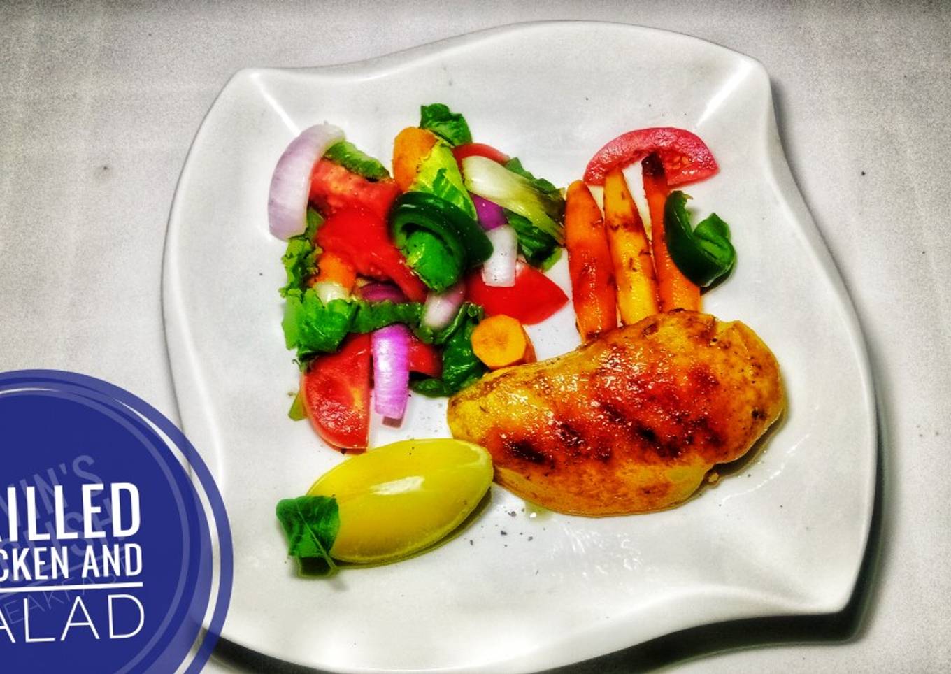 Grilled Chicken and Salad with honey braised baby carrots