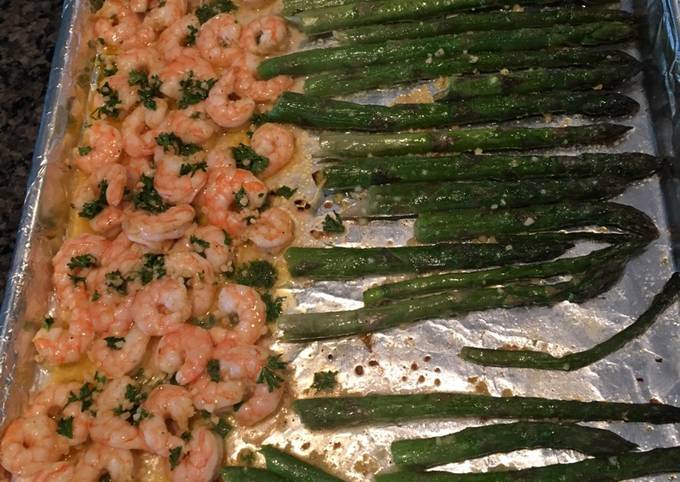 Easiest Way to Prepare Award-winning Roasted Lemon Butter Garlic Shrimp and Asparagus