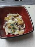 Penne with butternut squash and goat cheese