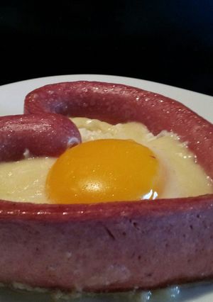 A picture of AMIEs Fried EGG & Hotdog (Valentine Breakfast).
